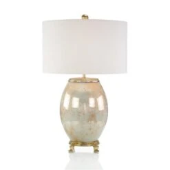 John Richard Melded White And Brass Table Lamp