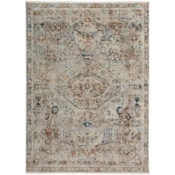 Feizy Kaia 39GJF Transitional Medallion In Tan/Orange/Red