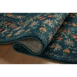 Rifle Paper Laurel LAU-02 Rug Navy DC10 -Grayson-Living LAULLAU 02NV00 24