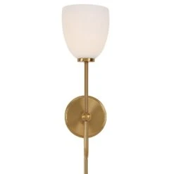 Uttermost Trophy 1 Light Brass Sconce -Grayson-Living LIT 2137 22580 A2 FRONT LIGHT ON