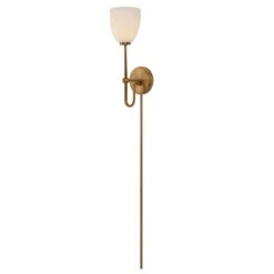 Uttermost Trophy 1 Light Brass Sconce -Grayson-Living LIT 2137 22580 A4 ANGLE LONG COVER LIGHT ON
