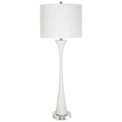 Uttermost Fountain White Marble Buffet Lamp -Grayson-Living LMP 14000 30040 A1 LIGHT OFF