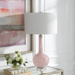 Uttermost Rosa Pink Glass Table Lamp 9 Uttermost Rosa Pink Glass Table Lamp -Grayson-Living LMP 14178 30144 A LIGHT OFF