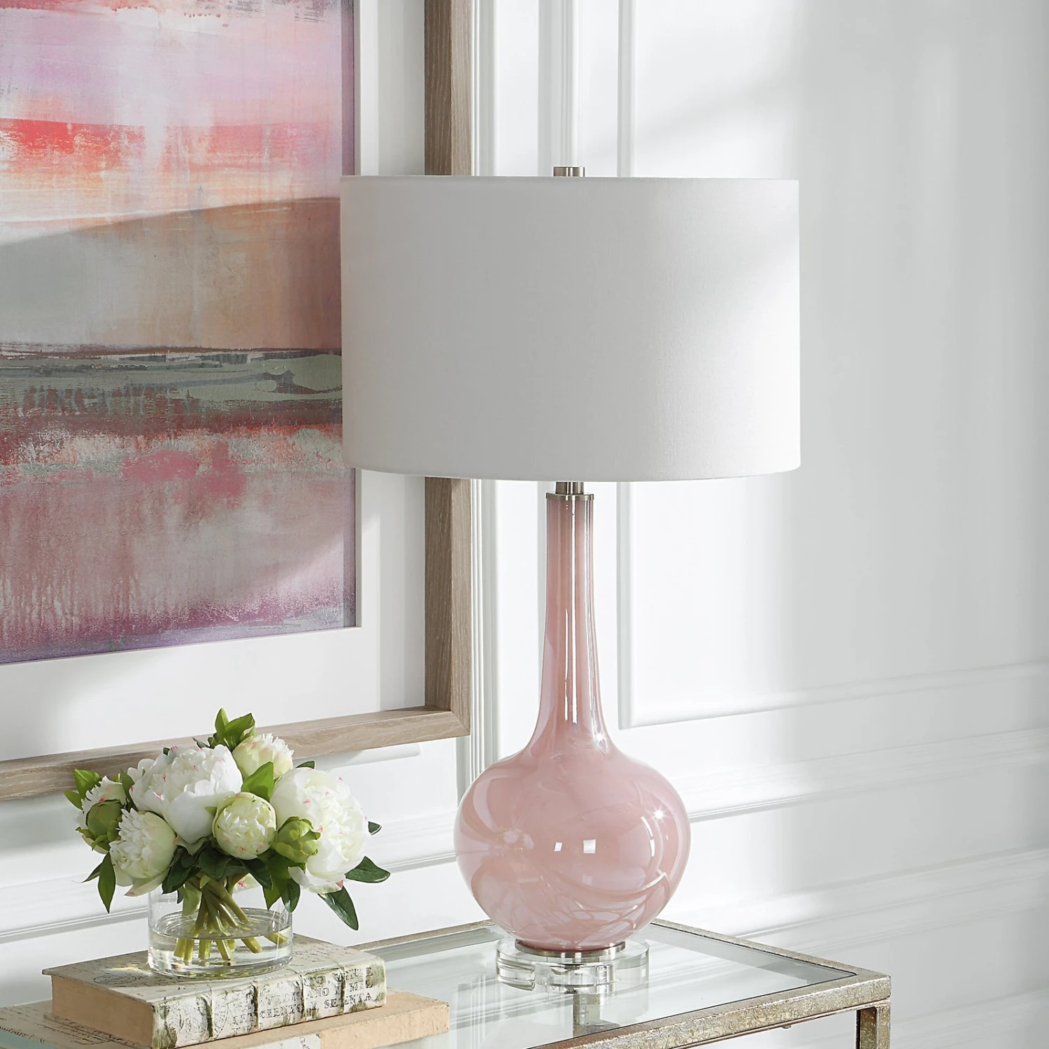 Uttermost Rosa Pink Glass Table Lamp 3 Uttermost Rosa Pink Glass Table Lamp - Image 3