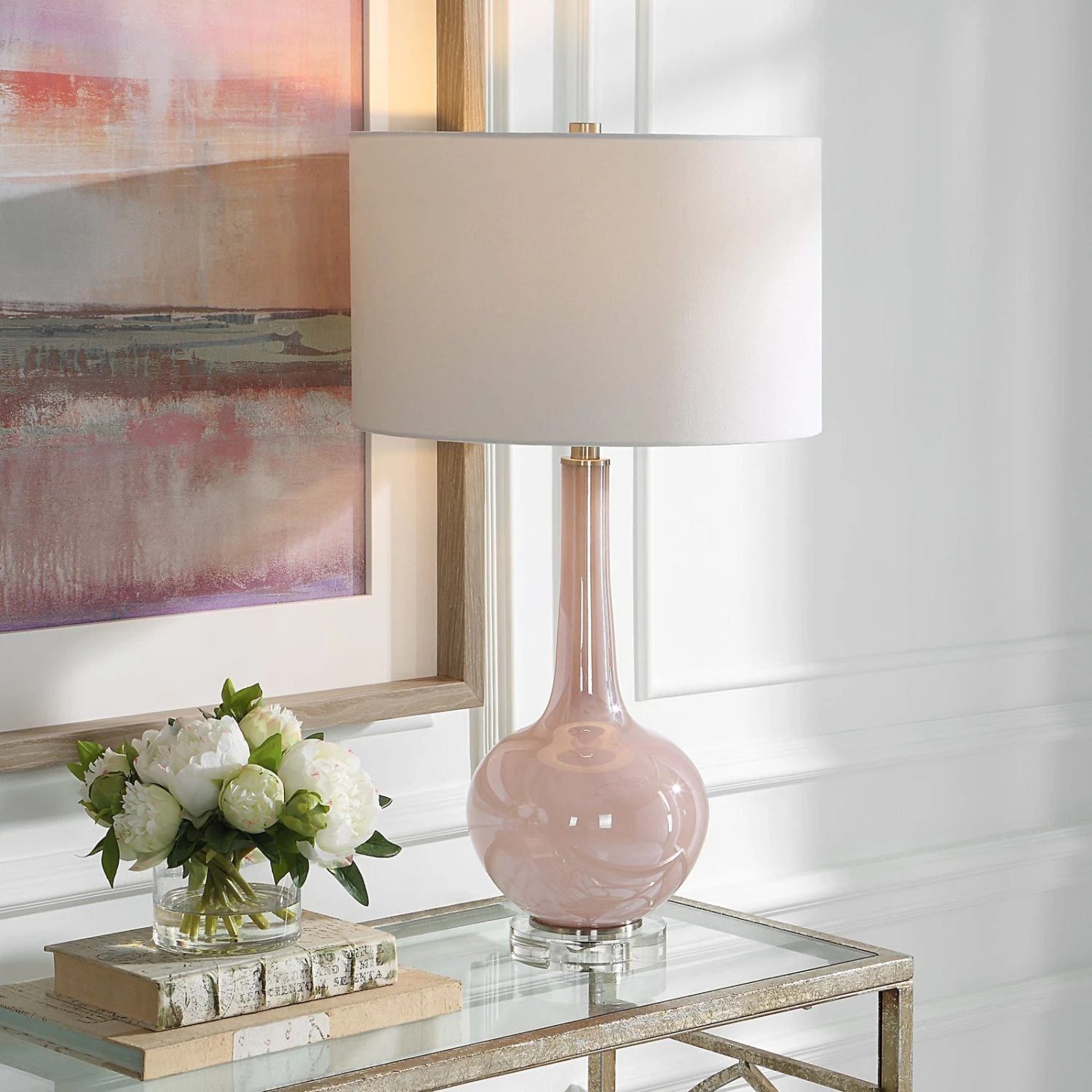Uttermost Rosa Pink Glass Table Lamp 2 Uttermost Rosa Pink Glass Table Lamp - Image 2