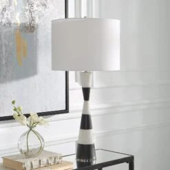 Uttermost Bandeau Banded Stone Table Lamp -Grayson-Living LMP 14205 30165 1 A LIGHT OFF