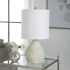 Modern Accents Textured Organic Shaped Porcelain Ceramic Table Lamp 12 Modern Accents Textured Organic Shaped Porcelain Ceramic Table Lamp -Grayson-Living LMP 14215 W26112 1 A LIGHT OFF
