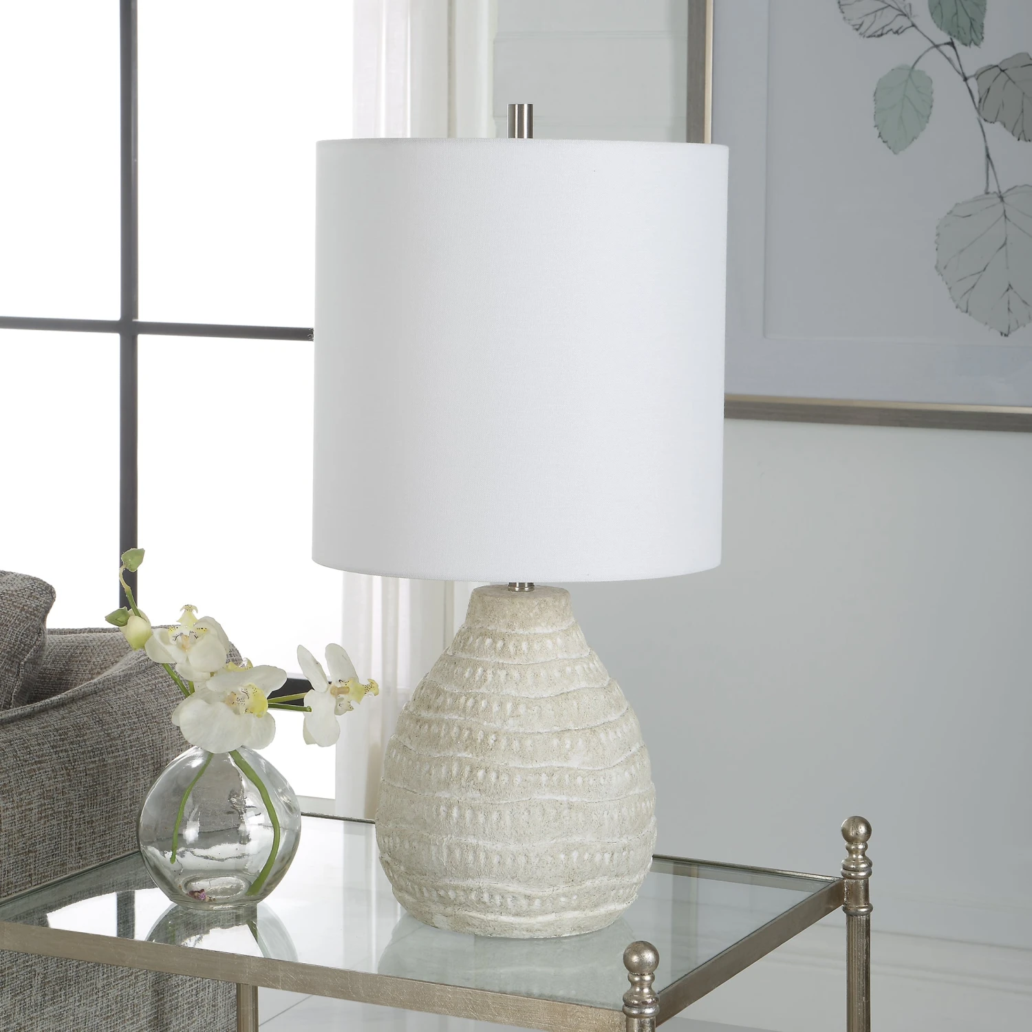 Modern Accents Textured Organic Shaped Porcelain Ceramic Table Lamp 4 Modern Accents Textured Organic Shaped Porcelain Ceramic Table Lamp - Image 4