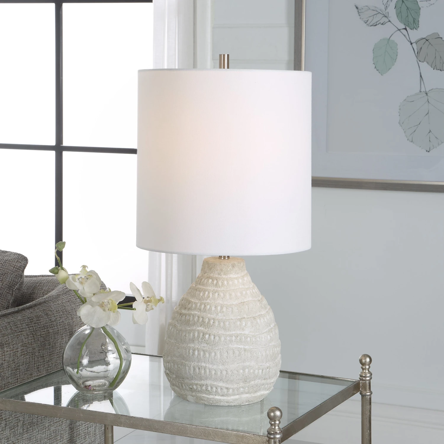 Modern Accents Textured Organic Shaped Porcelain Ceramic Table Lamp 2 Modern Accents Textured Organic Shaped Porcelain Ceramic Table Lamp - Image 2