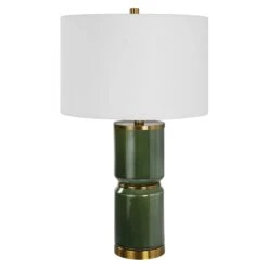 Modern Accents Metal Base Cylinder Ceramic Table Lamp -Grayson-Living LMP 14325 W26118 1 A1 LIGHT OFF
