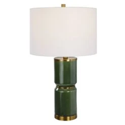 Modern Accents Metal Base Cylinder Ceramic Table Lamp