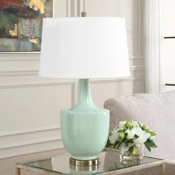 Uttermost Kyla Mint Green Table Lamp 9 Uttermost Kyla Mint Green Table Lamp -Grayson-Living LMP 14872 30512 1 A BEAUTY LIGHT OFF