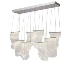 Michael Amini Sheer Waves 8 Light Rect. LED Chandelier - Chrome