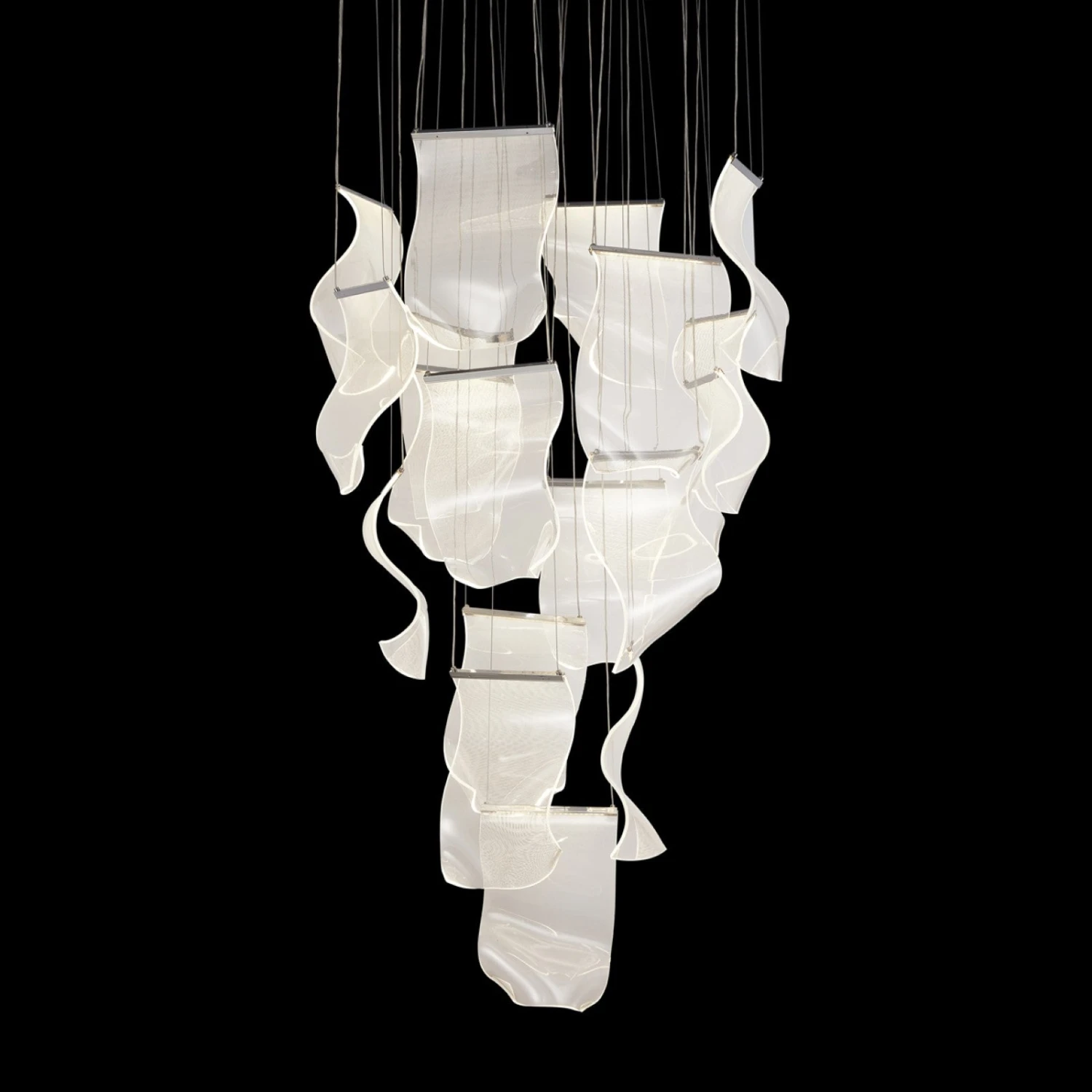 Michael Amini Sheer Waves 18-Light Round LED Chandelier - Chrome 4 Michael Amini Sheer Waves 18-Light Round LED Chandelier - Chrome - Image 4