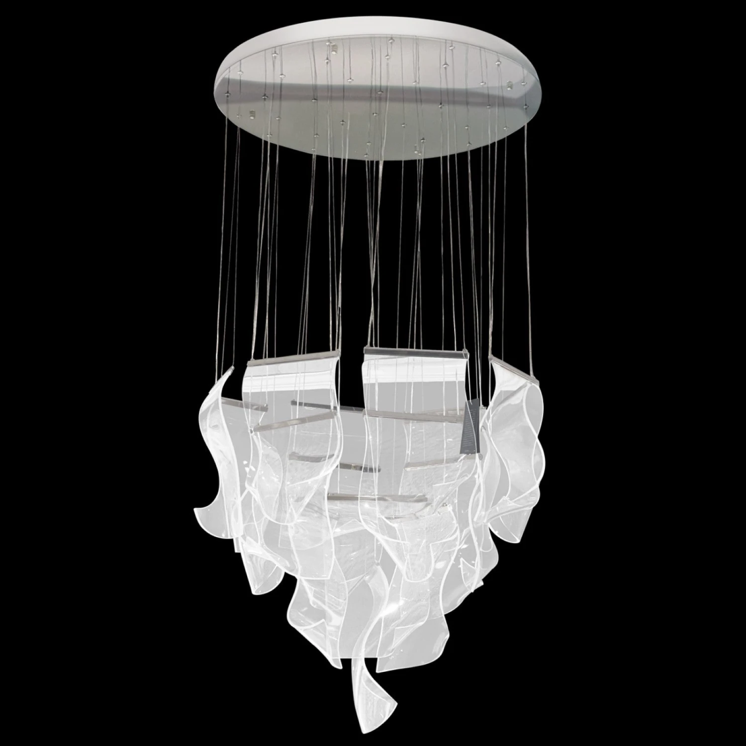 Michael Amini Sheer Waves 18-Light Round LED Chandelier - Chrome 2 Michael Amini Sheer Waves 18-Light Round LED Chandelier - Chrome - Image 2
