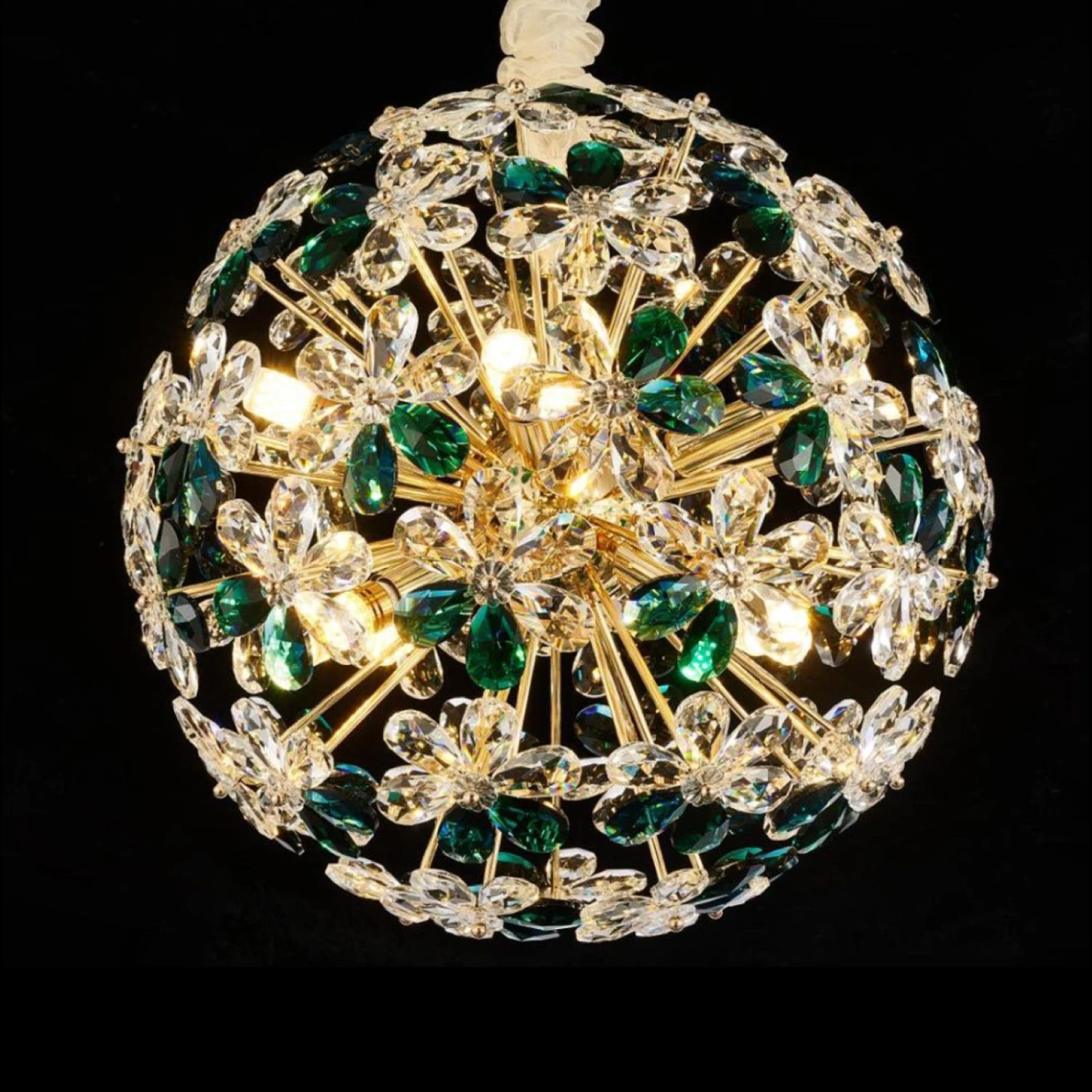 Michael Amini Emerald Bouquet 10-Light Round Chandelier 1 Michael Amini Emerald Bouquet 10-Light Round Chandelier