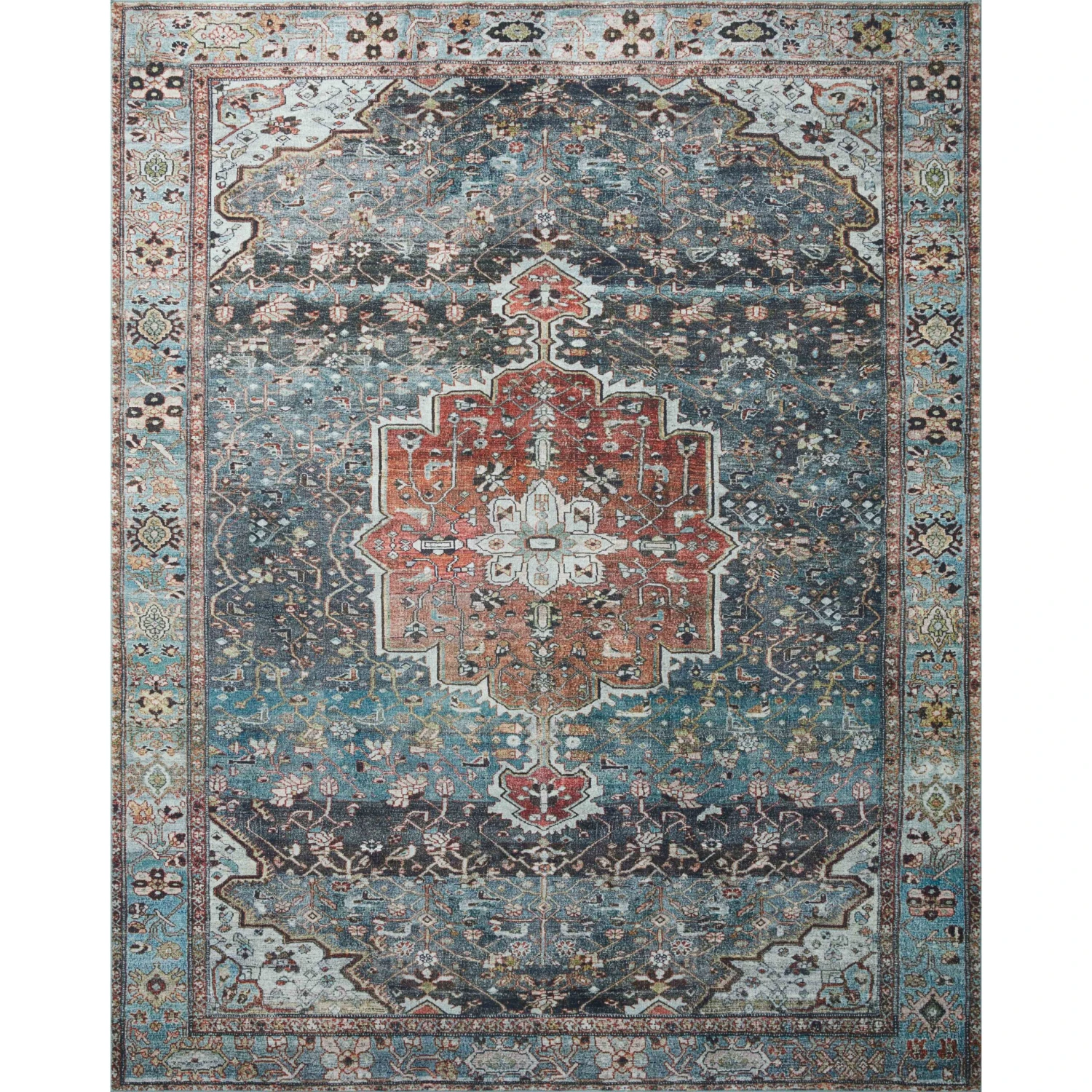 Loloi II Margot MAT-05 Ocean / Brick Rug DC10 1 Loloi II Margot MAT-05 Ocean / Brick Rug DC10