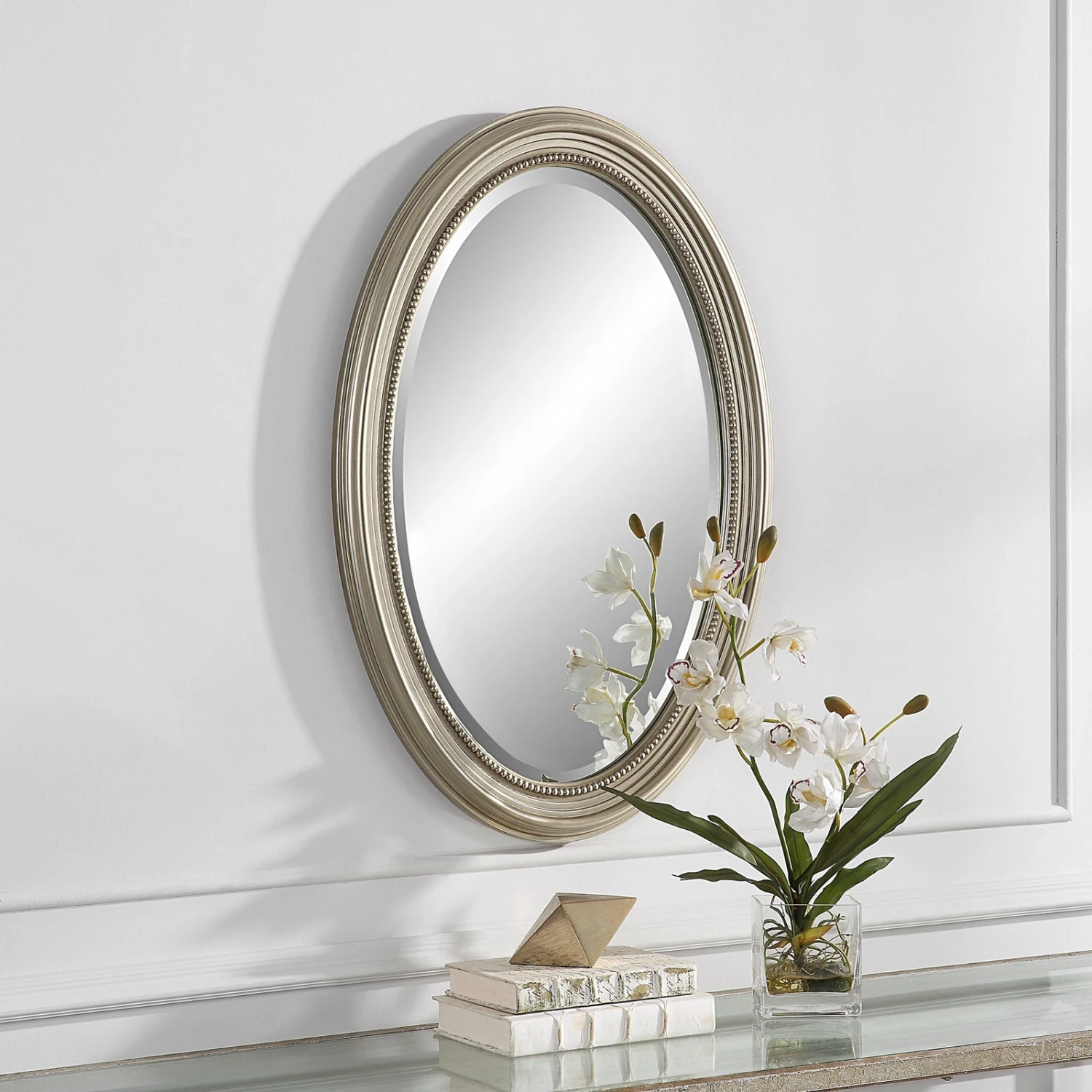 Modern Accents Beaded Oval Frame Mirror 5 Modern Accents Beaded Oval Frame Mirror - Image 5