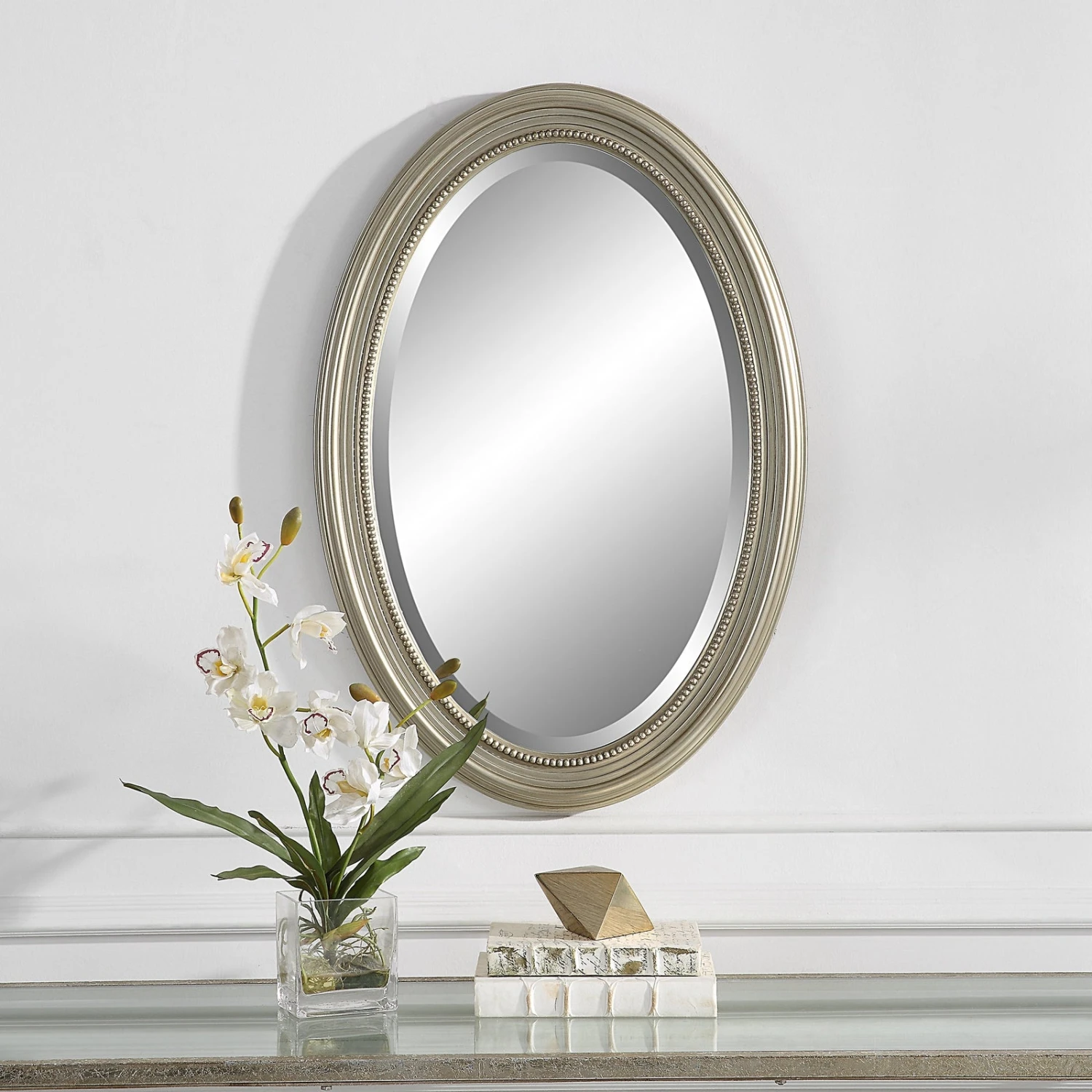 Modern Accents Beaded Oval Frame Mirror 4 Modern Accents Beaded Oval Frame Mirror - Image 4