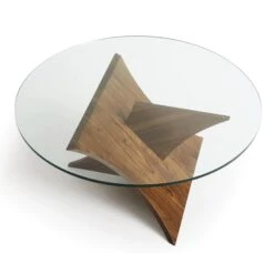 Copeland Statements Planes Round Coffee Table -Grayson-Living PlanesRoundGlassTopCoffeeTableTopView