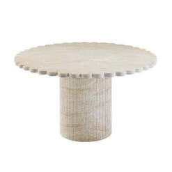 TOV Furniture Blossom Washed Travertine Finish Indoor / Outdoor 54" Round Dining Table
