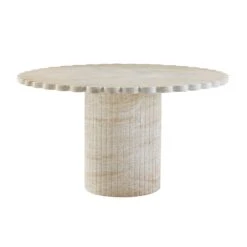 TOV Furniture Blossom Washed Travertine Finish Indoor / Outdoor 54" Round Dining Table 9 TOV Furniture Blossom Washed Travertine Finish Indoor / Outdoor 54" Round Dining Table -Grayson-Living TOV D54349.media .03