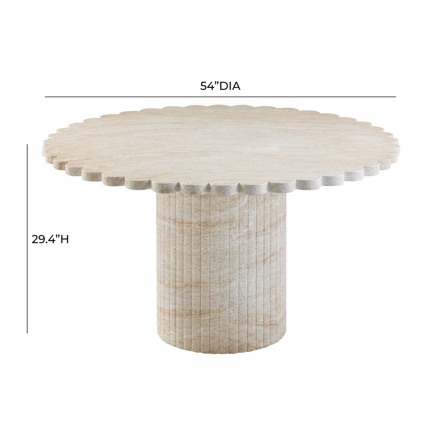 TOV Furniture Blossom Washed Travertine Finish Indoor / Outdoor 54" Round Dining Table 7 TOV Furniture Blossom Washed Travertine Finish Indoor / Outdoor 54" Round Dining Table - Image 7