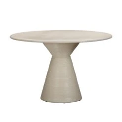 TOV Furniture Fern Beige Textured Faux Plaster Concrete Indoor / Outdoor Round Dining Table 8 TOV Furniture Fern Beige Textured Faux Plaster Concrete Indoor / Outdoor Round Dining Table -Grayson-Living TOV O54277.media .03
