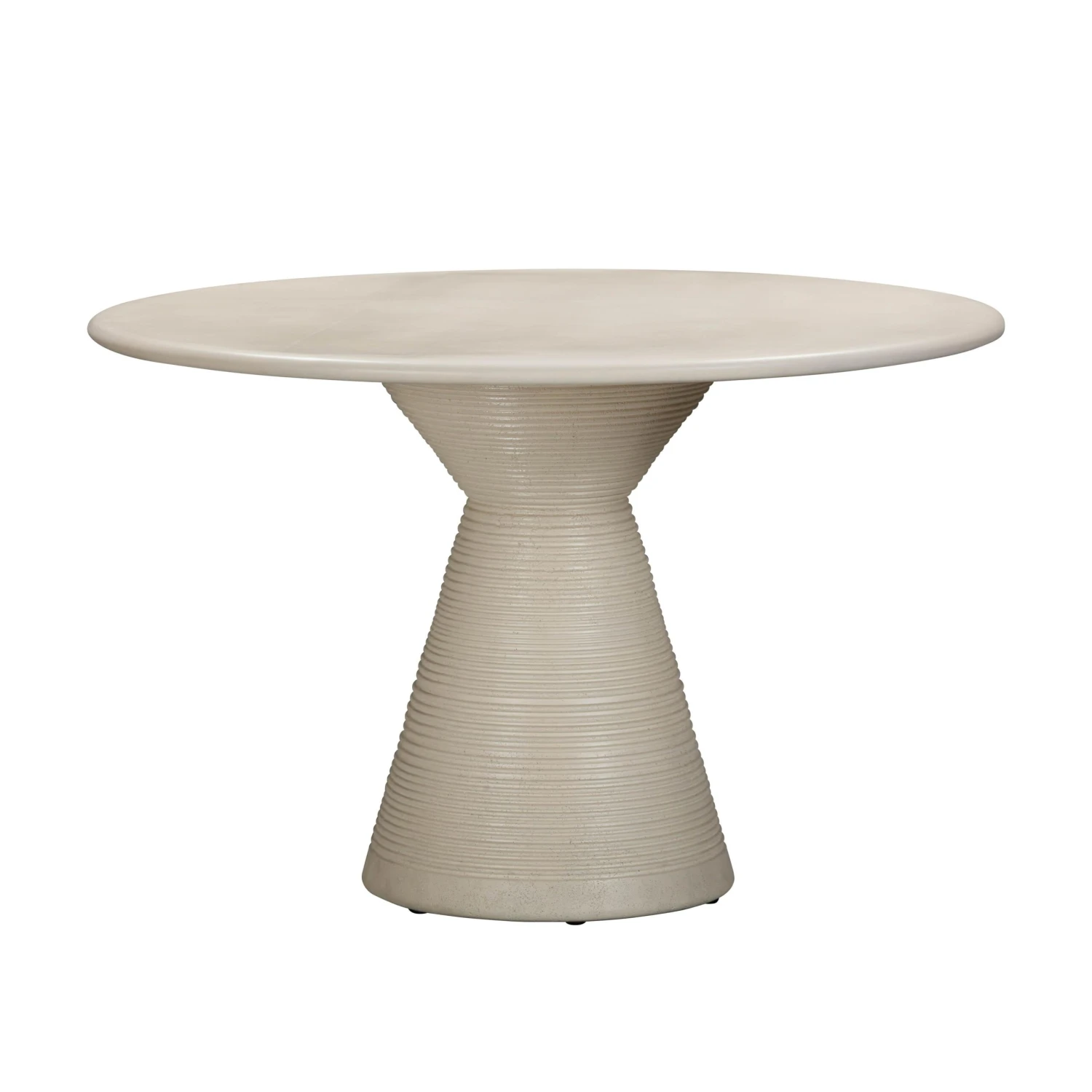 TOV Furniture Fern Beige Textured Faux Plaster Concrete Indoor / Outdoor Round Dining Table 3 TOV Furniture Fern Beige Textured Faux Plaster Concrete Indoor / Outdoor Round Dining Table - Image 3