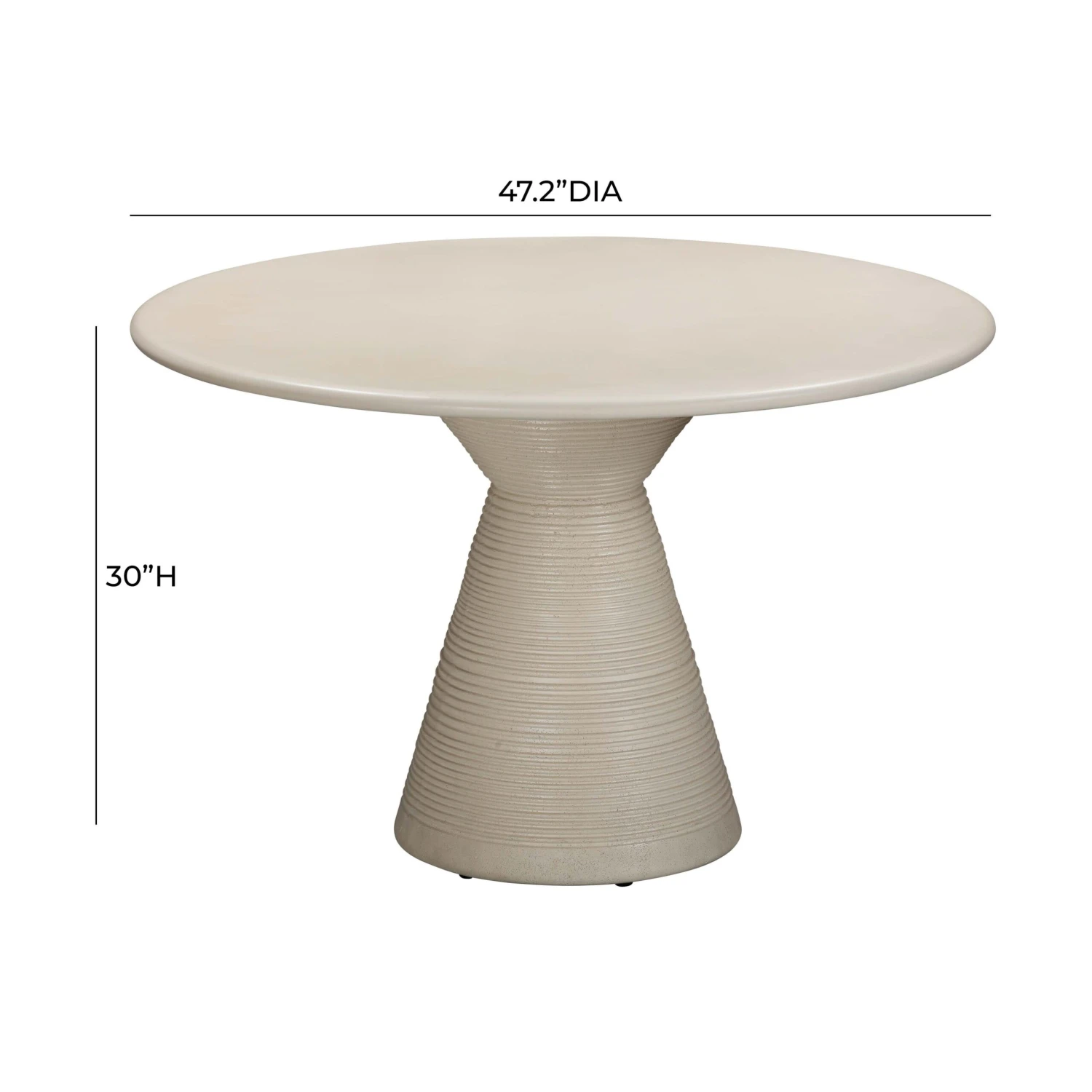 TOV Furniture Fern Beige Textured Faux Plaster Concrete Indoor / Outdoor Round Dining Table 6 TOV Furniture Fern Beige Textured Faux Plaster Concrete Indoor / Outdoor Round Dining Table - Image 6