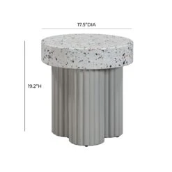 TOV Furniture Clover Faux Terrazzo Indoor / Outdoor Round Side Table 13 TOV Furniture Clover Faux Terrazzo Indoor / Outdoor Round Side Table -Grayson-Living TOV O54278.media .07