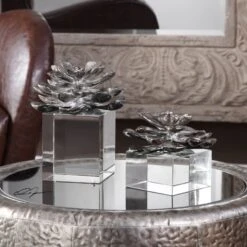 Uttermost Indian Lotus Metallic Silver Flowers - Set Of 2 5 Uttermost Indian Lotus Metallic Silver Flowers - Set Of 2 -Grayson-Living Uttermost Indian Lotus Metallic Silver Flowers Set of 2 20158 3