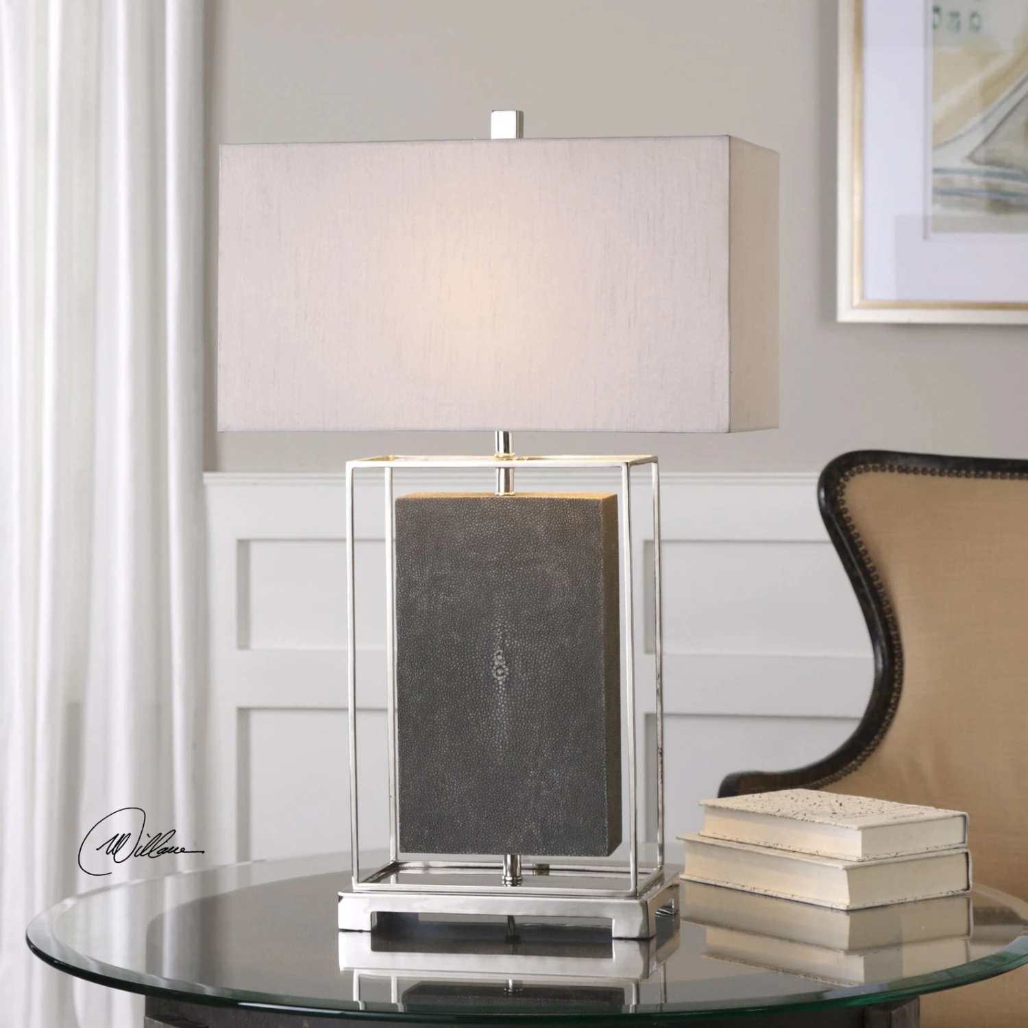 Uttermost Sakana Gray Textured Table Lamp 2 Uttermost Sakana Gray Textured Table Lamp - Image 2