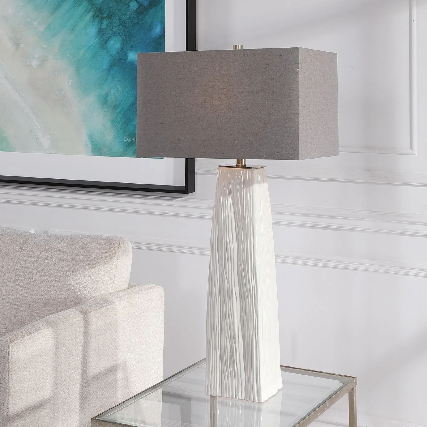Uttermost Sycamore White Table Lamp 6 Uttermost Sycamore White Table Lamp - Image 6