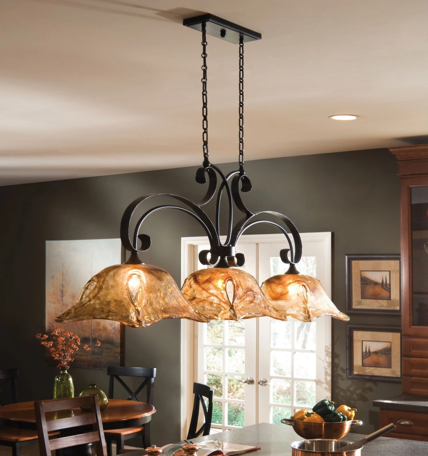 Uttermost Vetraio 3 Lt Bronze Kitchen Island Light 2 Uttermost Vetraio 3 Lt Bronze Kitchen Island Light - Image 2