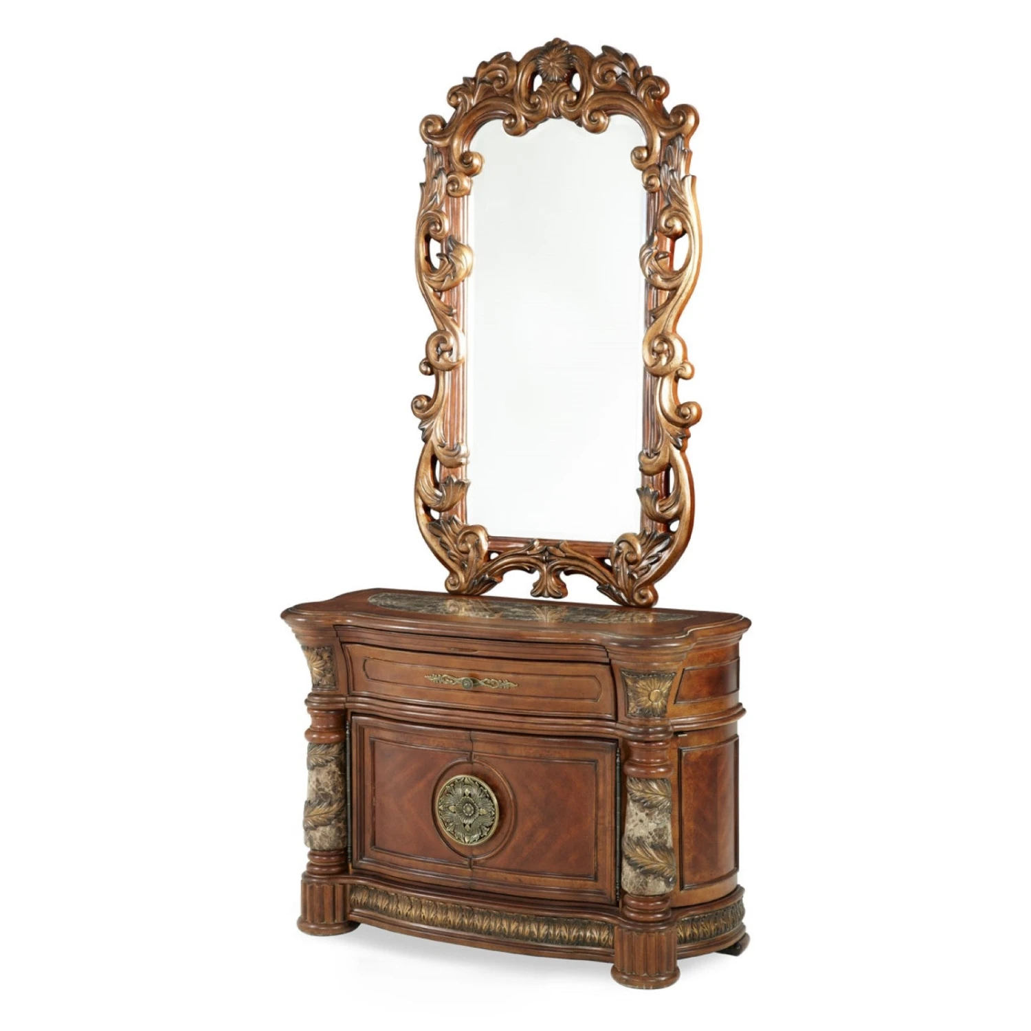 Michael Amini Villa Valencia Bachelor's Chest With Mirror - Classic Chest 1 Michael Amini Villa Valencia Bachelor's Chest With Mirror - Classic Chest