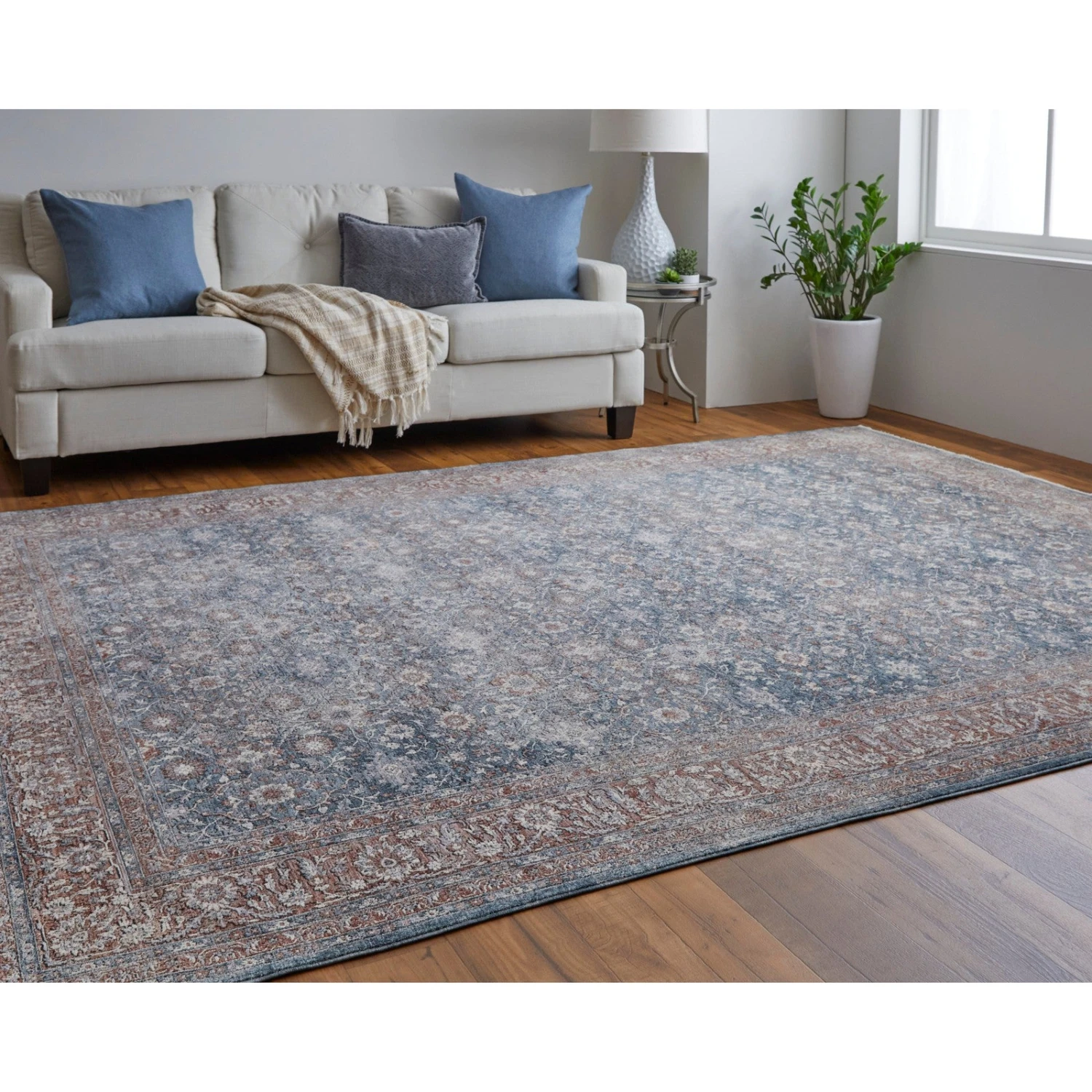 Feizy Marquette 39GTF Transitional Oriental In Blue/Red 3 Feizy Marquette 39GTF Transitional Oriental In Blue/Red - Image 3