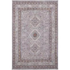 Feizy Francisco 39GBF Transitional Medallion In Gray/Orange/Ivory