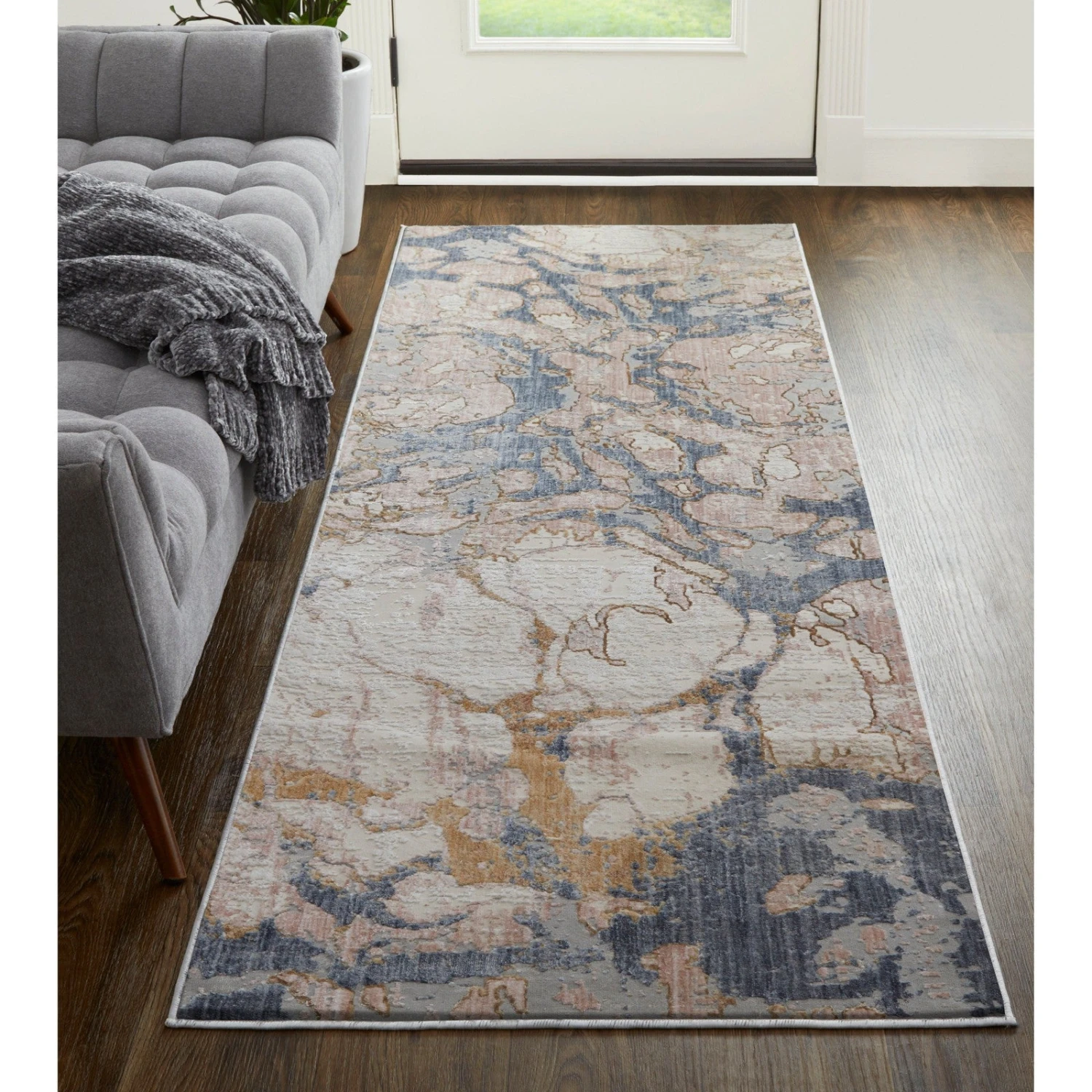 Feizy Laina 39G8F Transitional Abstract In Tan/Blue 10 Feizy Laina 39G8F Transitional Abstract In Tan/Blue - Image 10