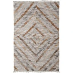 Feizy Beckett 0724F Transitional Geometric In Ivory/Gray/Tan
