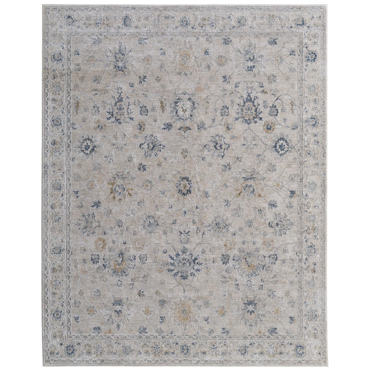 Feizy Pasha 39M7F Transitional Floral & Botanical In Ivory/Taupe/Blue 1 Feizy Pasha 39M7F Transitional Floral & Botanical In Ivory/Taupe/Blue