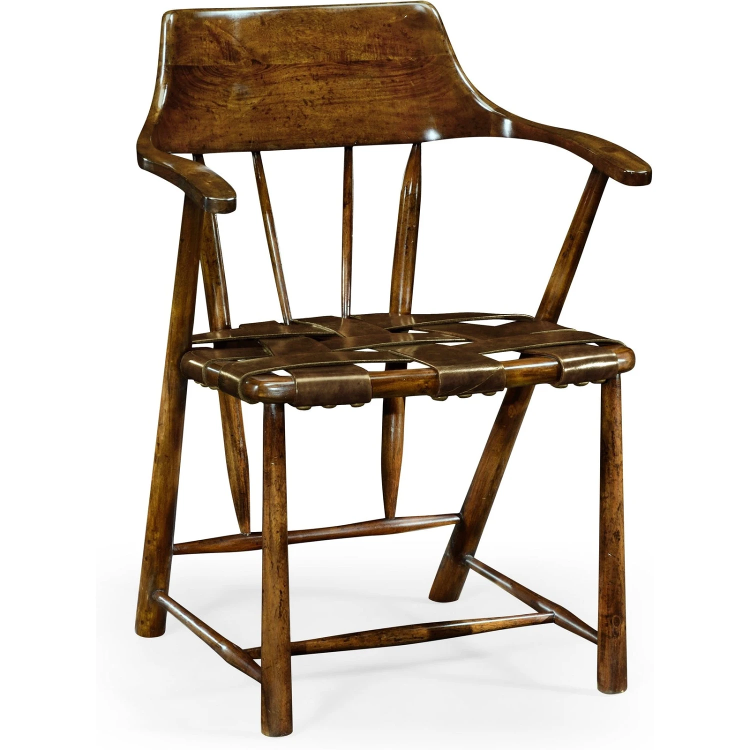 Jonathan Charles Curated Walnut Smokers Armchair With Leather Seat (492783-WAL-L002) - Set Of 2 1 Jonathan Charles Curated Walnut Smokers Armchair With Leather Seat (492783-WAL-L002) - Set Of 2