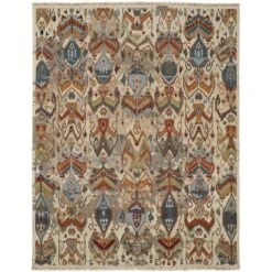 Feizy Leylan 0563F Transitional Ikat In Tan/Ivory/Orange