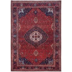 Feizy Rawlins 39HDF Transitional Medallion In Red/Blue/Tan