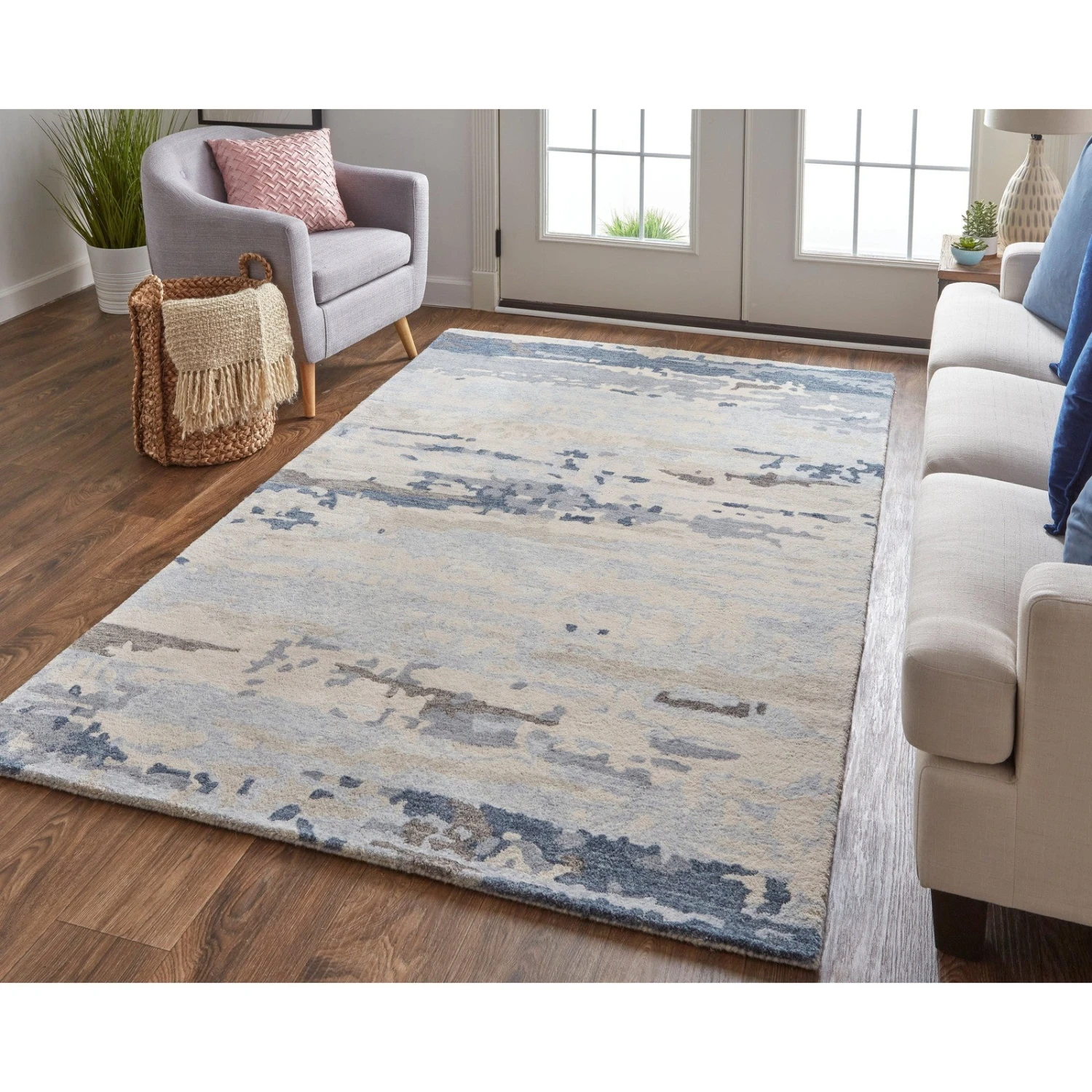 Feizy Everley 8647F Modern Abstract In Blue/Gray/Ivory 2 Feizy Everley 8647F Modern Abstract In Blue/Gray/Ivory - Image 2