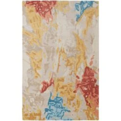 Feizy Everley 8646F Modern Abstract In Ivory/Yellow/Blue