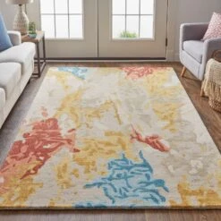 Feizy Everley 8646F Modern Abstract In Ivory/Yellow/Blue -Grayson-Living mspgsj6pyj5kvlqc6zpu