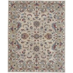Feizy Rylan 8642F Transitional Oriental In Ivory/Taupe/Blue