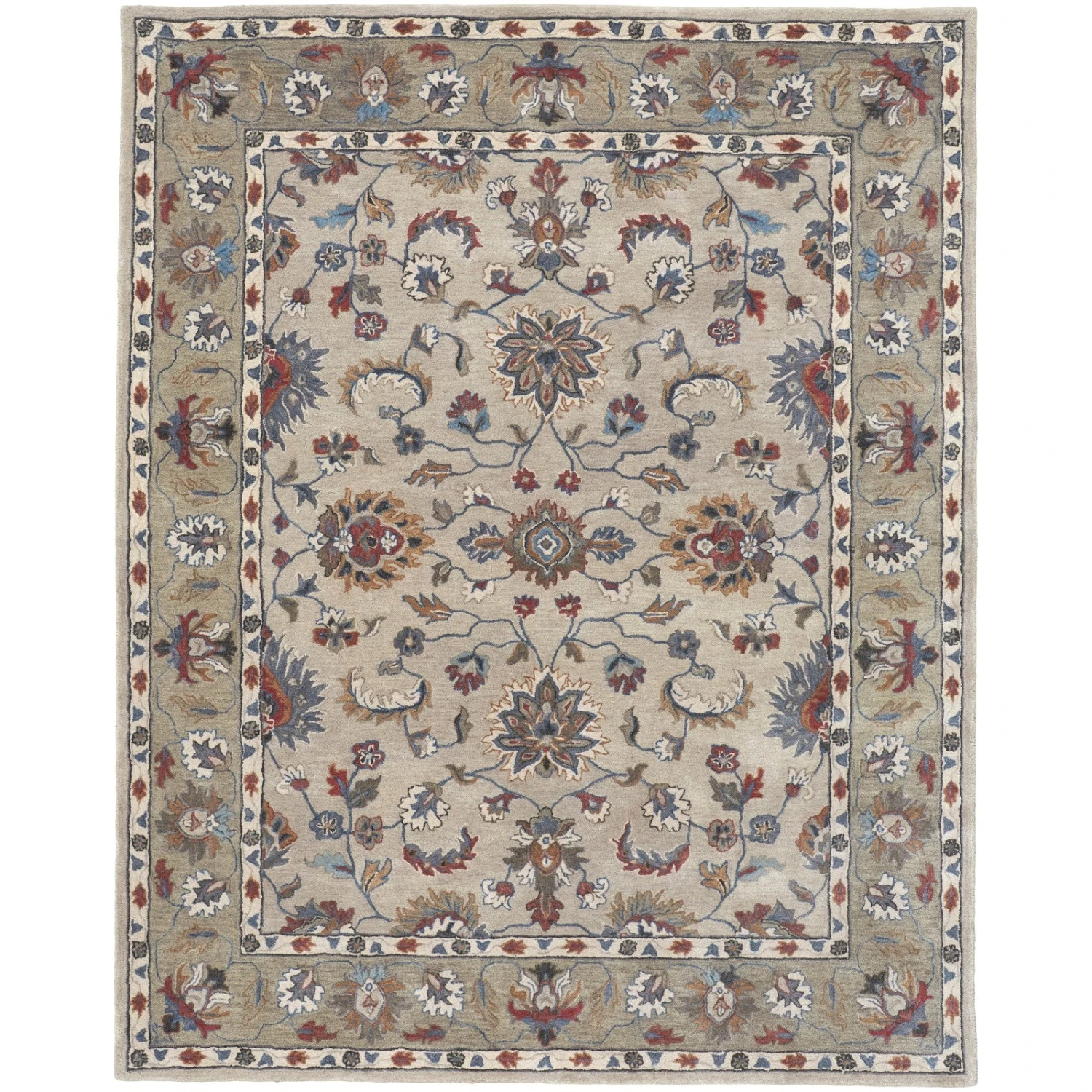 Feizy Rylan 8642F Transitional Oriental In Ivory/Taupe/Blue 1 Feizy Rylan 8642F Transitional Oriental In Ivory/Taupe/Blue