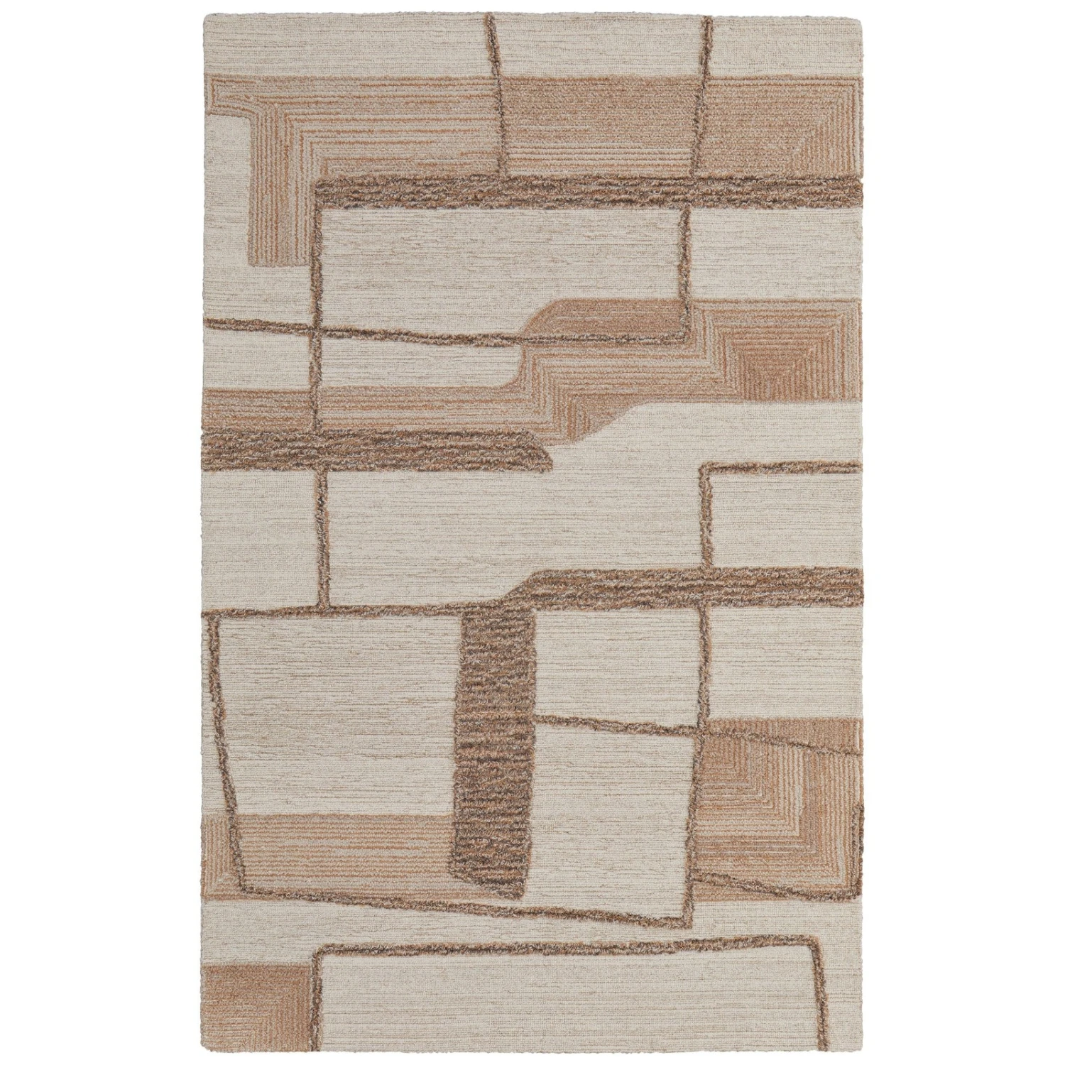 Feizy Pollock 8954F Modern Geometric In Ivory/Brown/Tan 1 Feizy Pollock 8954F Modern Geometric In Ivory/Brown/Tan